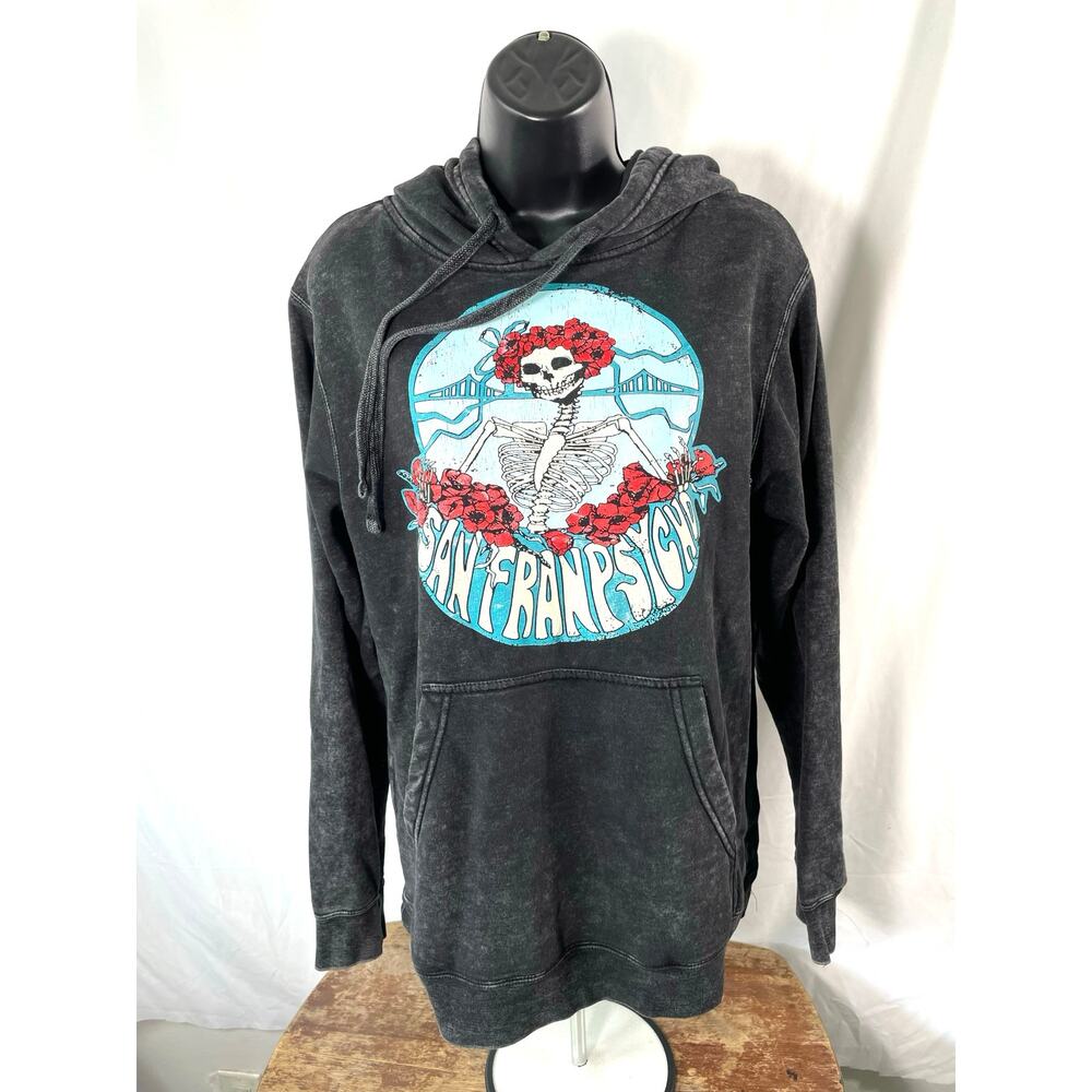 San Francisco Skeleton Hoodie Acid Wash S